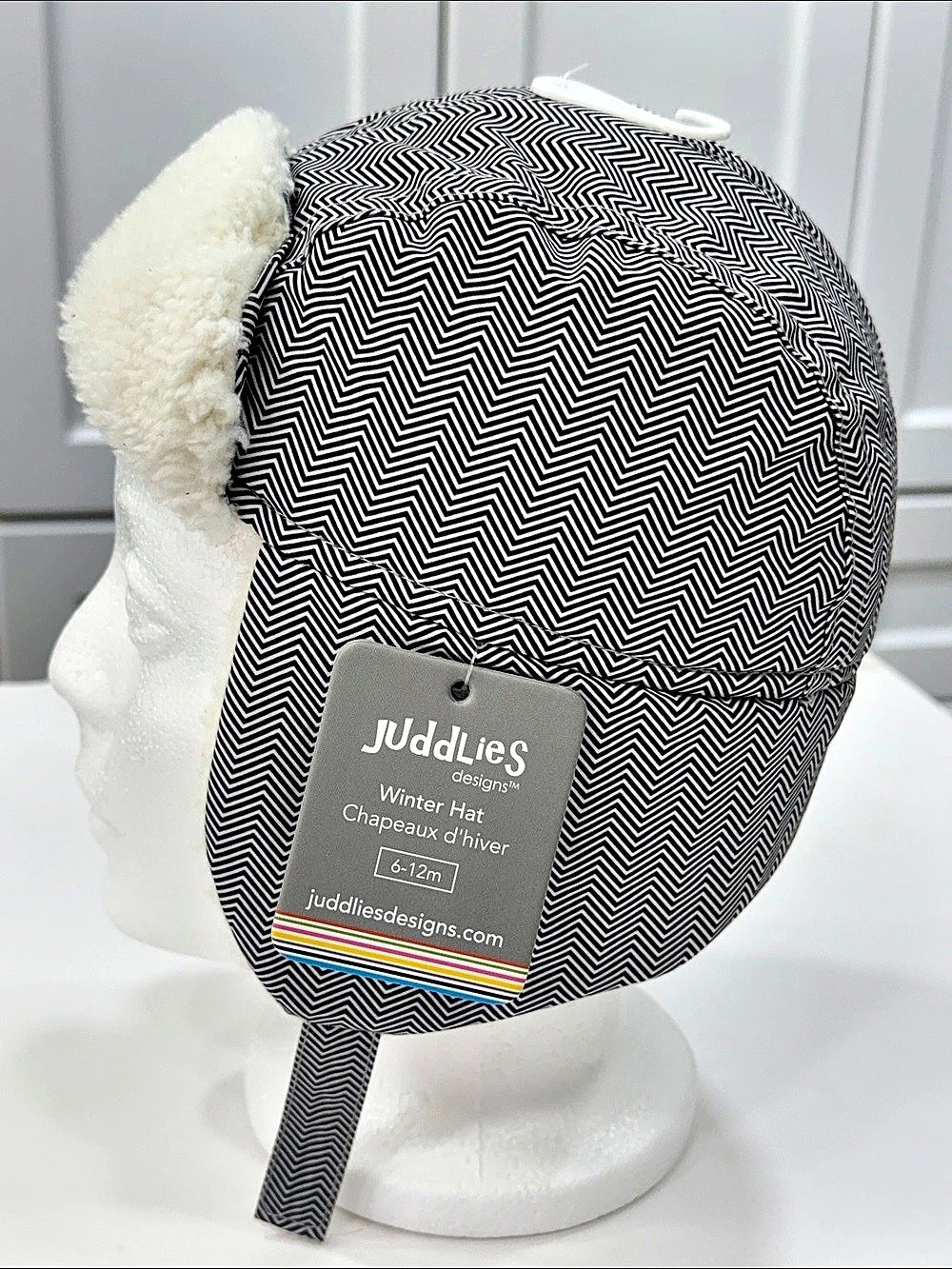 Juddlies Baby Winter Trapper Hat Herringbone Grey 6-12M NWT